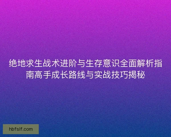 绝地求生战术进阶与生存意识全面解析指南高手成长路线与实战技巧揭秘